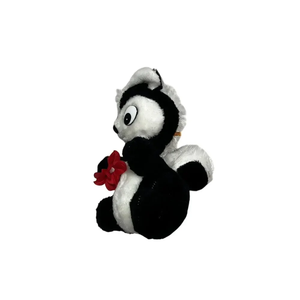 Superior Toy Co Hard Plush Skunk with Flower Carnival Toy Black and White